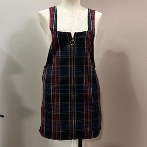 Forever 21 Dress Plaid Small Apron Zip Front Side Pockets Academia Preppy small